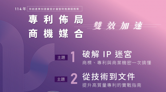 114年度【智慧局智財推廣講座】 ▶ 開始報名!